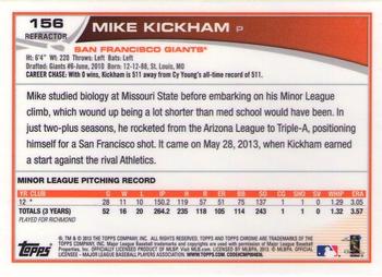 2013 Topps Chrome - Purple Refractors #156 Mike Kickham Back