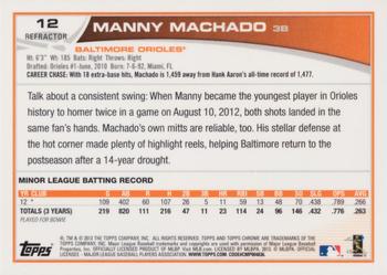 2013 Topps Chrome - Purple Refractors #12 Manny Machado Back