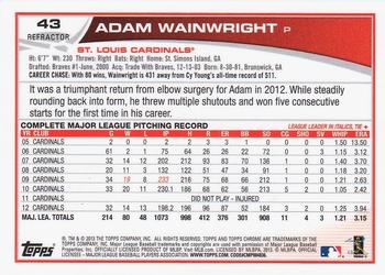 2013 Topps Chrome - Purple Refractors #43 Adam Wainwright Back