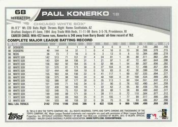 2013 Topps Chrome - Purple Refractors #68 Paul Konerko Back