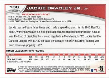 2013 Topps Chrome - Purple Refractors #166 Jackie Bradley Jr. Back