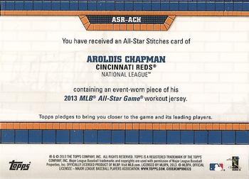 2013 Topps Update - All-Star Stitches #ASR-ACH Aroldis Chapman Back