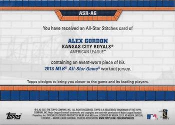 2013 Topps Update - All-Star Stitches #ASR-AG Alex Gordon Back