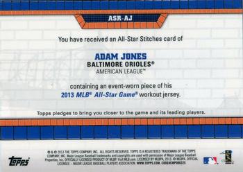 2013 Topps Update - All-Star Stitches #ASR-AJ Adam Jones Back