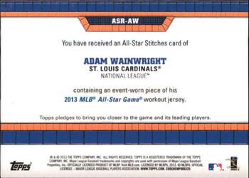 2013 Topps Update - All-Star Stitches #ASR-AW Adam Wainwright Back