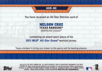 2013 Topps Update - All-Star Stitches #ASR-NC Nelson Cruz Back
