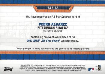 2013 Topps Update - All-Star Stitches #ASR-PA Pedro Alvarez Back