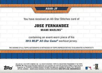 2013 Topps Update - All-Star Stitches Autographs #ASAR-JF Jose Fernandez Back