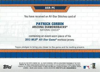 2013 Topps Update - All-Star Stitches Gold #ASR-PC Patrick Corbin Back