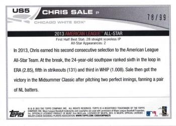 2013 Topps Update - Camo #US5 Chris Sale Back