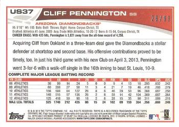 2013 Topps Update - Camo #US37 Cliff Pennington Back