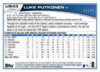 2013 Topps Update - Camo #US43 Luke Putkonen Back