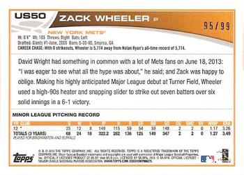 2013 Topps Update - Camo #US50 Zack Wheeler Back