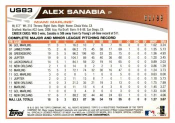 2013 Topps Update - Camo #US83 Alex Sanabia Back