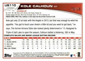 2013 Topps Update - Camo #US110 Kole Calhoun Back