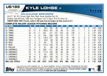 2013 Topps Update - Camo #US189 Kyle Lohse Back