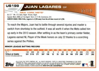 2013 Topps Update - Camo #US199 Juan Lagares Back