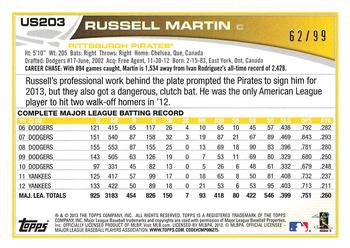2013 Topps Update - Camo #US203 Russell Martin Back