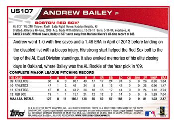 2013 Topps Update - Emerald #US107 Andrew Bailey Back