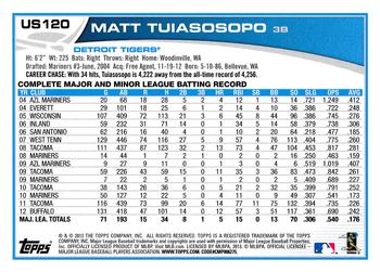 2013 Topps Update - Emerald #US120 Matt Tuiasosopo Back
