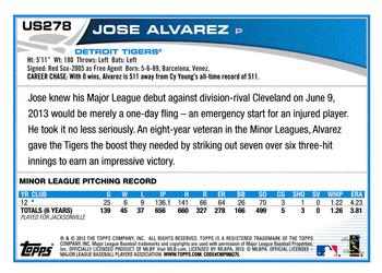 2013 Topps Update - Emerald #US278 Jose Alvarez Back