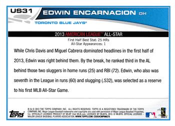 2013 Topps Update - Emerald #US31 Edwin Encarnacion Back