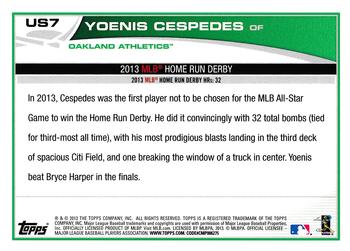 2013 Topps Update - Emerald #US7 Yoenis Cespedes Back
