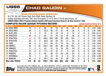 2013 Topps Update - Emerald #US86 Chad Gaudin Back