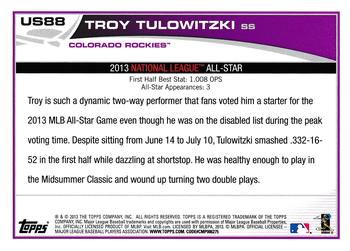 2013 Topps Update - Emerald #US88 Troy Tulowitzki Back
