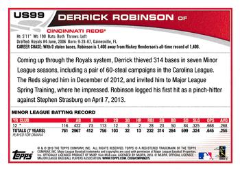 2013 Topps Update - Emerald #US99 Derrick Robinson Back