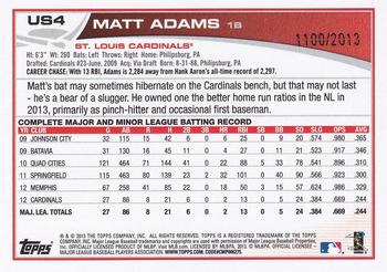 2013 Topps Update - Gold #US4 Matt Adams Back