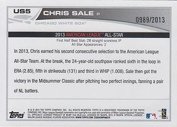2013 Topps Update - Gold #US5 Chris Sale Back