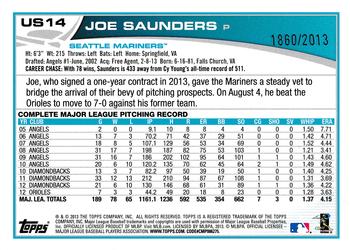 2013 Topps Update - Gold #US14 Joe Saunders Back