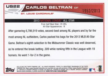 2013 Topps Update - Gold #US22 Carlos Beltran Back