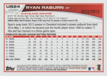 2013 Topps Update - Gold #US24 Ryan Raburn Back