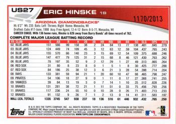2013 Topps Update - Gold #US27 Eric Hinske Back