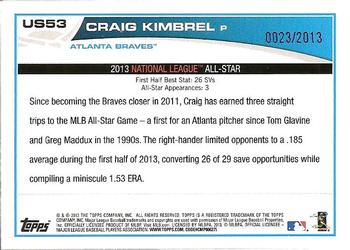 2013 Topps Update - Gold #US53 Craig Kimbrel Back