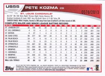 2013 Topps Update - Gold #US55 Pete Kozma Back