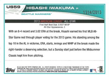 2013 Topps Update - Gold #US59 Hisashi Iwakuma Back