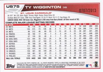 2013 Topps Update - Gold #US75 Ty Wigginton Back
