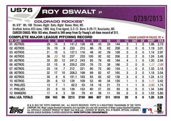 2013 Topps Update - Gold #US76 Roy Oswalt Back