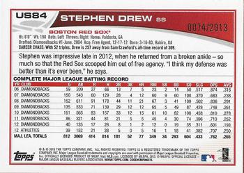 2013 Topps Update - Gold #US84 Stephen Drew Back