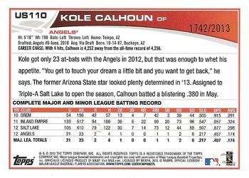 2013 Topps Update - Gold #US110 Kole Calhoun Back