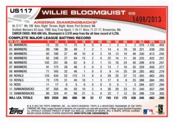 2013 Topps Update - Gold #US117 Willie Bloomquist Back