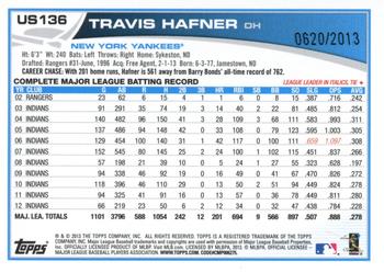2013 Topps Update - Gold #US136 Travis Hafner Back
