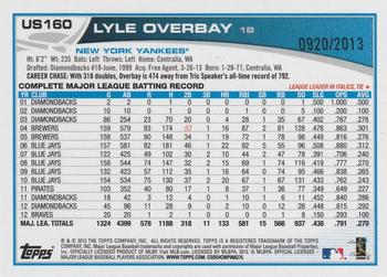 2013 Topps Update - Gold #US160 Lyle Overbay Back