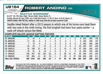 2013 Topps Update - Gold #US164 Robert Andino Back
