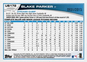 2013 Topps Update - Gold #US172 Blake Parker Back