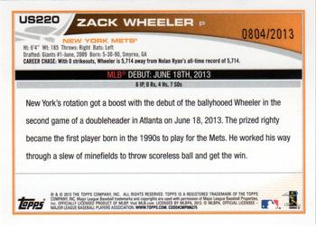 2013 Topps Update - Gold #US220 Zack Wheeler Back