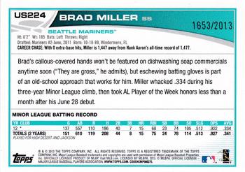 2013 Topps Update - Gold #US224 Brad Miller Back